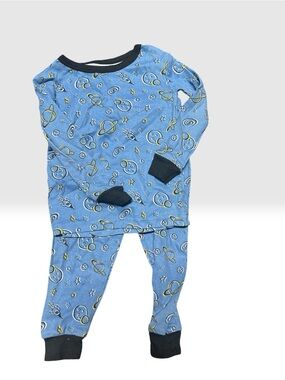 Galaxy Dreams Blue Kids Pajama Set with Space Print